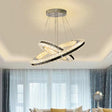 Modern Black Led Double Ring Parlor Hanging Lamp With Clear Crystals - Multi Pendant