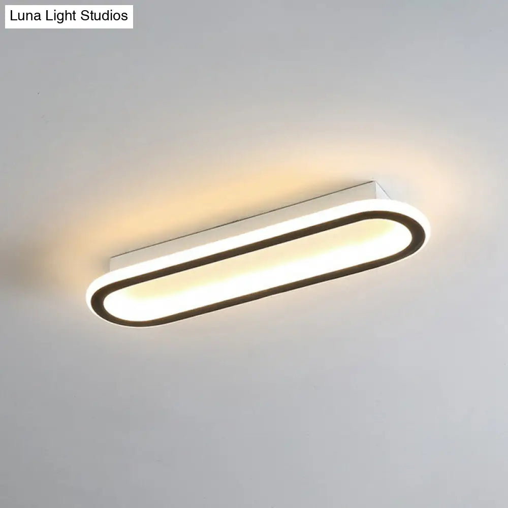 Modern Black Led Flush Ceiling Light For Corridors - Linear Acrylic Design / Medium Third Gear