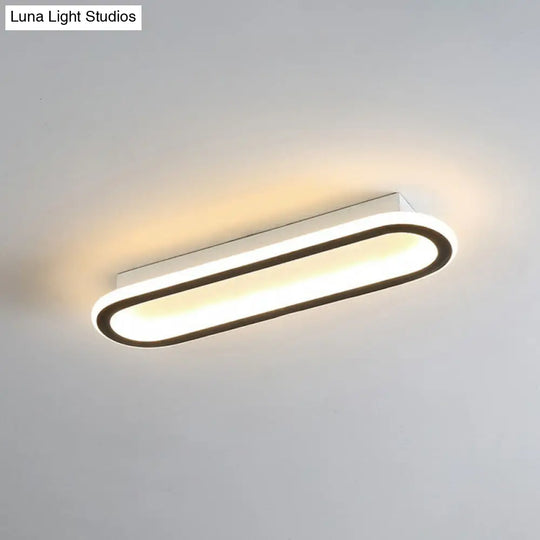 Modern Black Led Flush Ceiling Light For Corridors - Linear Acrylic Design / Medium Third Gear