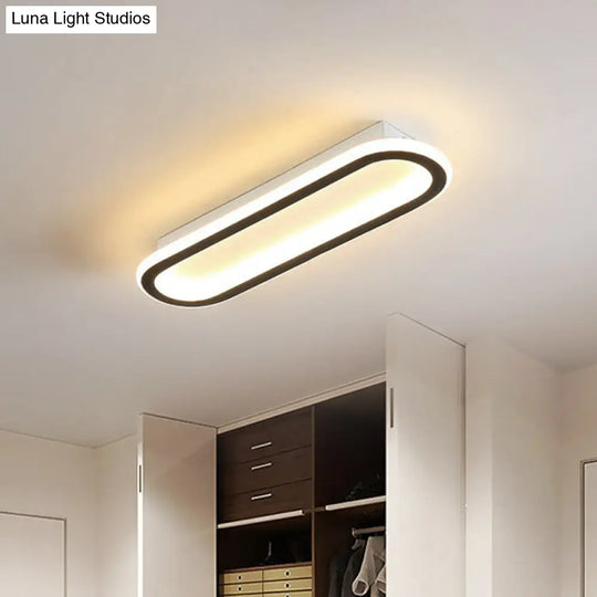 Modern Black Led Flush Ceiling Light For Corridors - Linear Acrylic Design