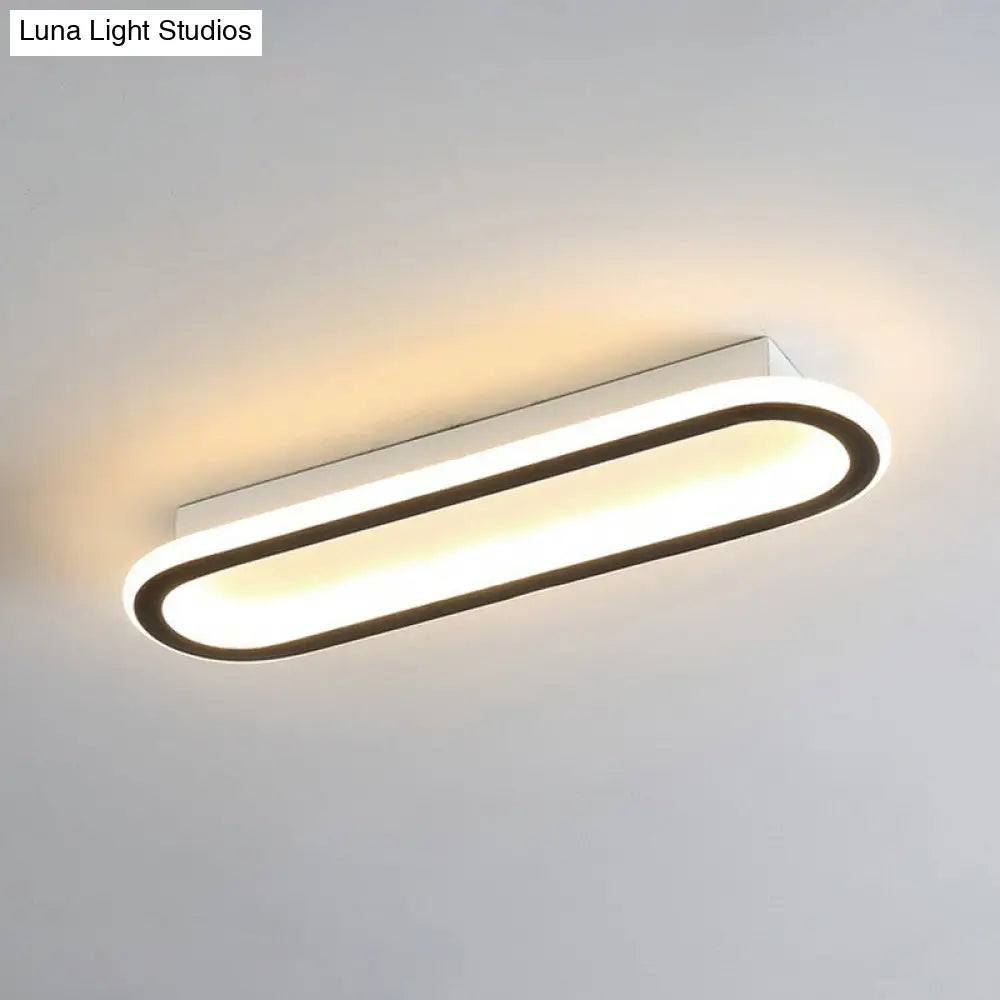 Modern Black Led Flush Ceiling Light For Corridors - Linear Acrylic Design / Large Third Gear
