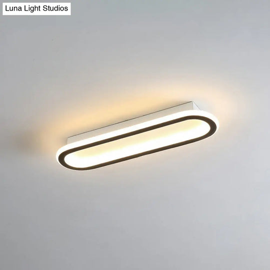 Modern Black Led Flush Ceiling Light For Corridors - Linear Acrylic Design / Small Third Gear