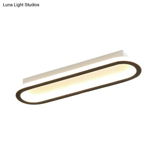 Modern Black Led Flush Ceiling Light For Corridors - Linear Acrylic Design