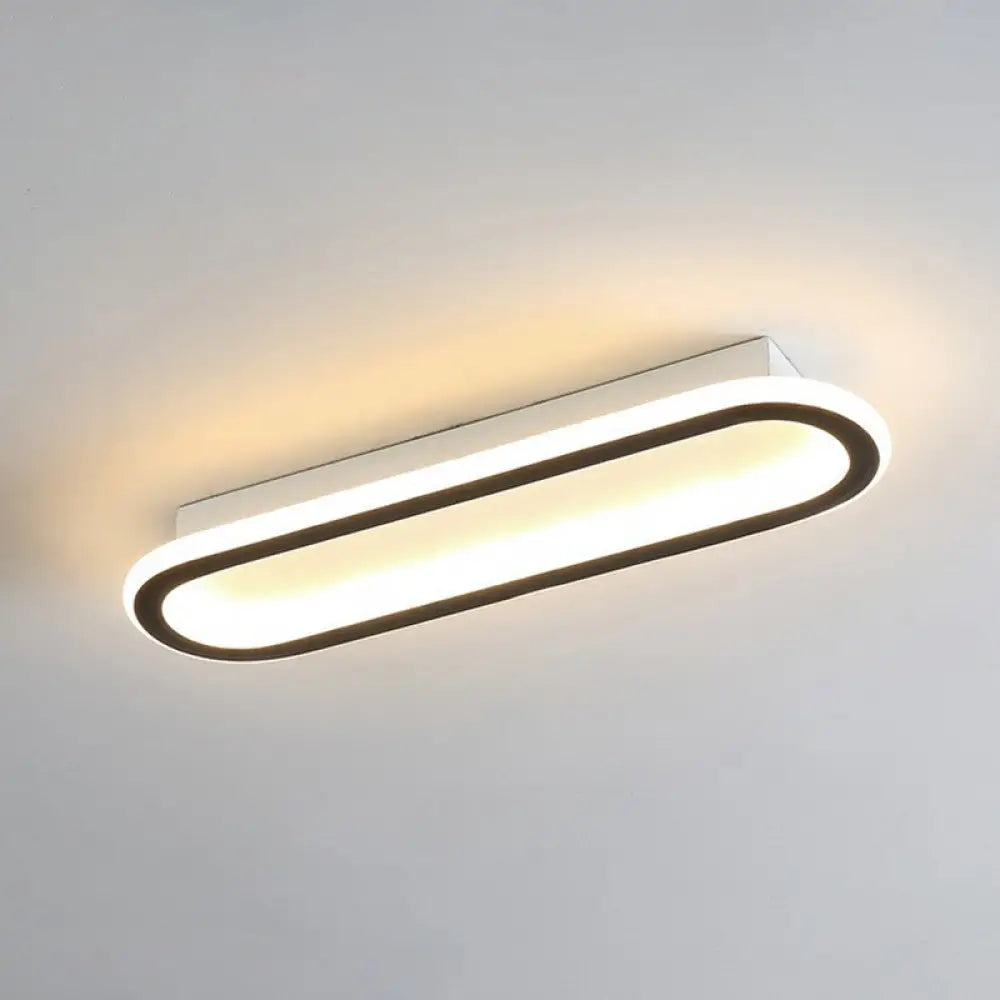 Modern Black Led Flush Ceiling Light For Corridors - Linear Acrylic Design / Large Third Gear