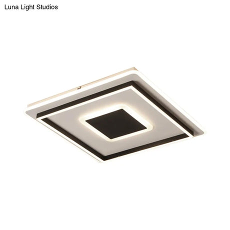 Modern Black Led Flush - Mount Ceiling Lamp With Acrylic Shade - Living Room Light White/3 Color