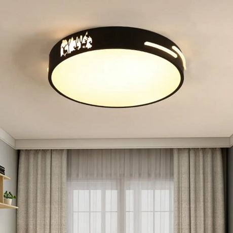 Modern Black Led Flush Mount Ceiling Light Fixture 16’/19.5’ Wide White/Warm / 16’ Warm