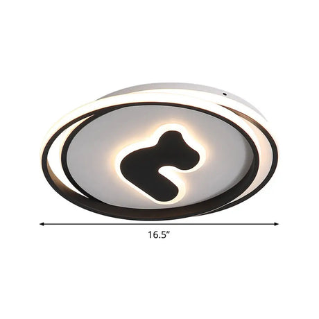 Modern Black Led Flush Mount Ceiling Light Fixture - 16.5/20.5 Wide Circle Acrylic White/Yellow