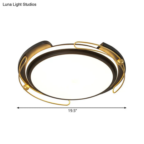 Modern Black Led Flush Mount Ceiling Light With Acrylic Shade - 16’/19.5’ Wide