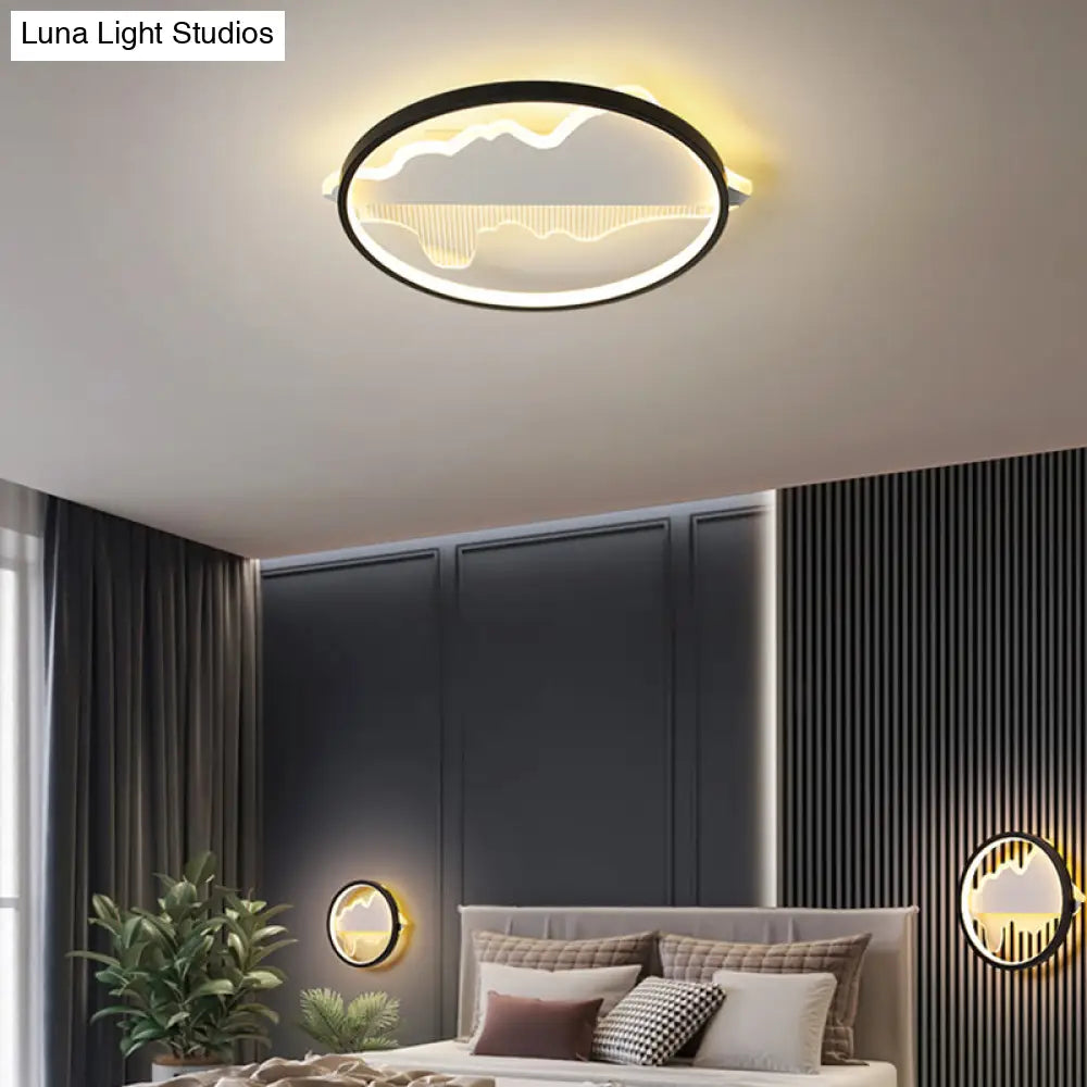 Modern Black Led Flushmount Ceiling Light For Minimalist Bedroom Décor