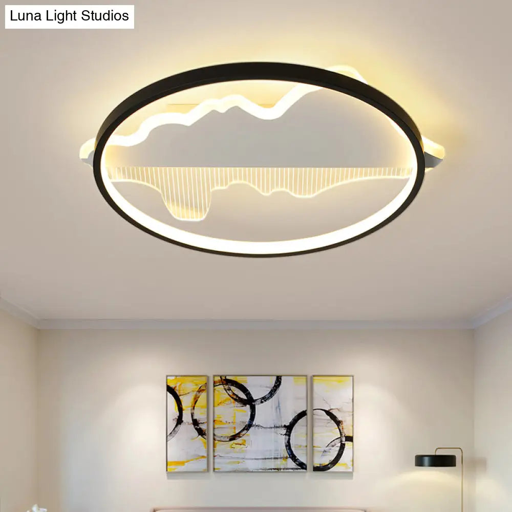 Modern Black Led Flushmount Ceiling Light For Minimalist Bedroom Décor