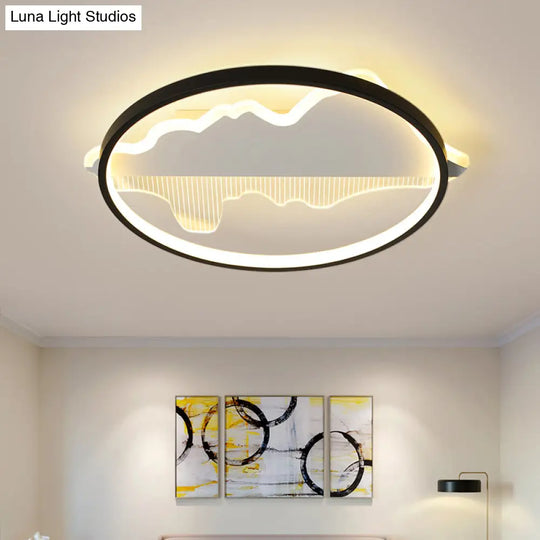 Modern Black Led Flushmount Ceiling Light For Minimalist Bedroom Décor