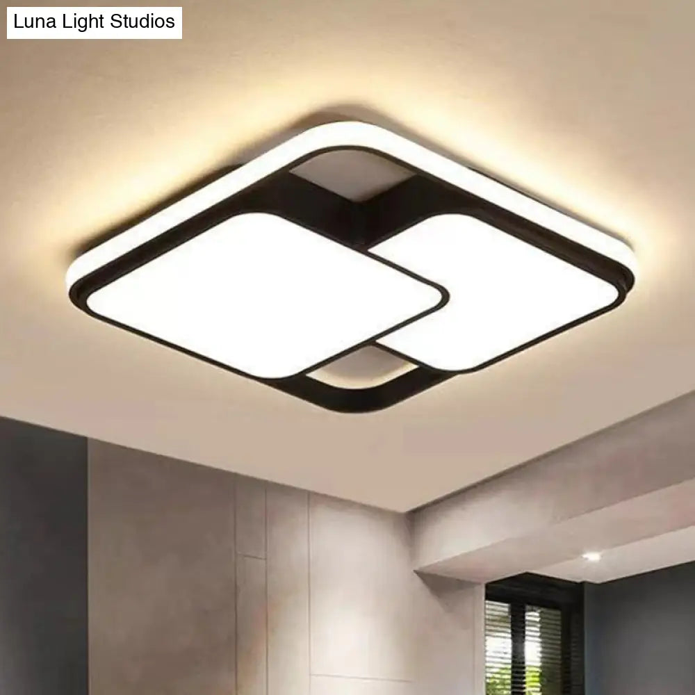 Modern Black Led Flushmount Ceiling Light: Splicing Square Aluminum Design