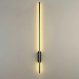 Modern Black Led Wall Sconce For Living Room - Stylish Metallic Fixture / Linear Canopy 39