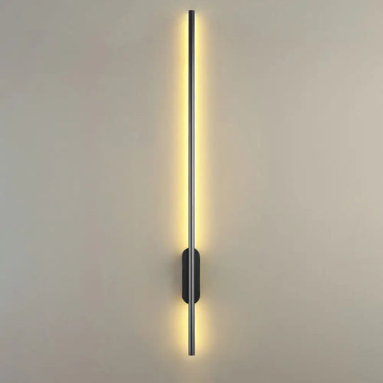 Modern Black Led Wall Sconce For Living Room - Stylish Metallic Fixture / Linear Canopy 39