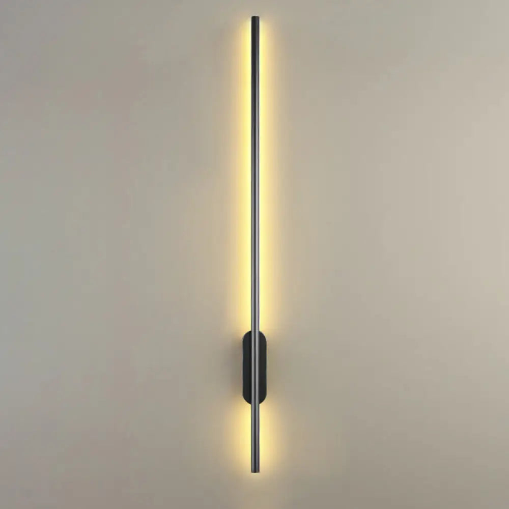 Modern Black Led Wall Sconce For Living Room - Stylish Metallic Fixture / Linear Canopy 47