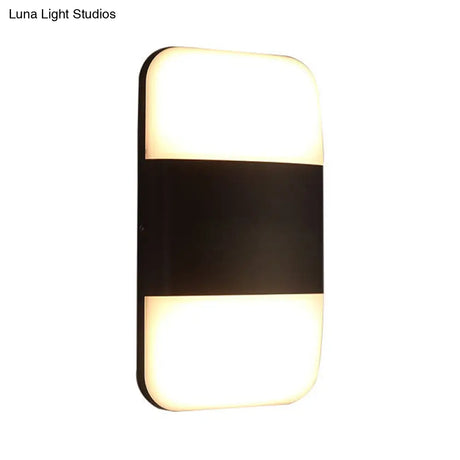 Modern Black Led Wall Sconce Light: Rectangular Metal Fixture Warm/White Glow