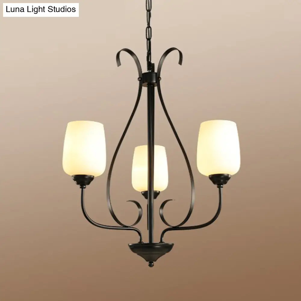 Modern Black Metal Chandelier: Radial Design 3/6/8 Heads Traditional Suspension Pendant Light With