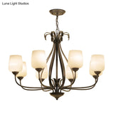 Modern Black Metal Chandelier: Radial Design 3/6/8 Heads Traditional Suspension Pendant Light With