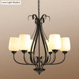 Modern Black Metal Chandelier: Radial Design 3/6/8 Heads Traditional Suspension Pendant Light With