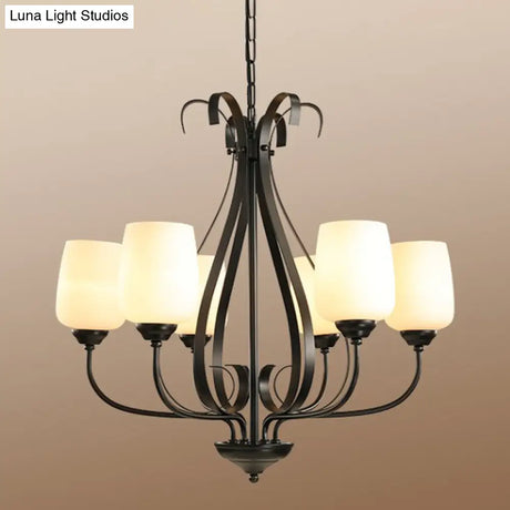 Modern Black Metal Chandelier: Radial Design 3/6/8 Heads Traditional Suspension Pendant Light With