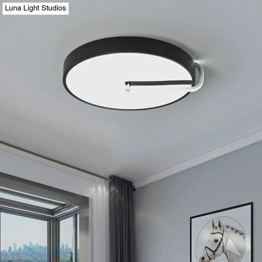 Modern Black Metal Led Drum Flush Mount Ceiling Lamp 16’/19.5’ Wide - Perfect For Bedroom
