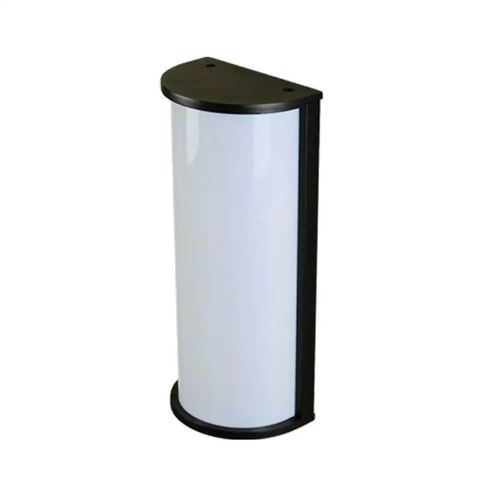 Modern Black Metal Led Outdoor Wall Sconce Lamp: Minimalistic Half Cylinder Design