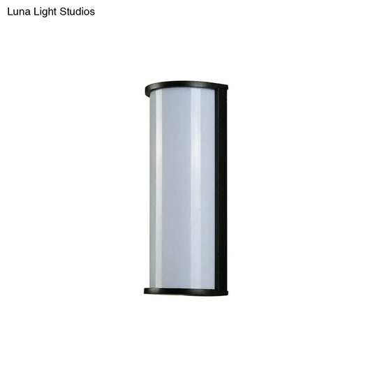 Modern Black Metal Led Outdoor Wall Sconce Lamp: Minimalistic Half Cylinder Design