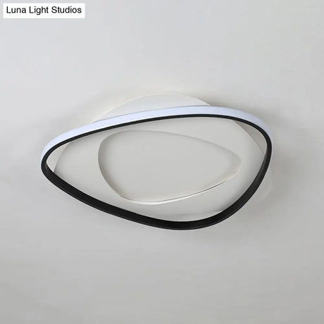 Modern Black Metal Led Triangle Flush Mount Ceiling Light For Bedroom
