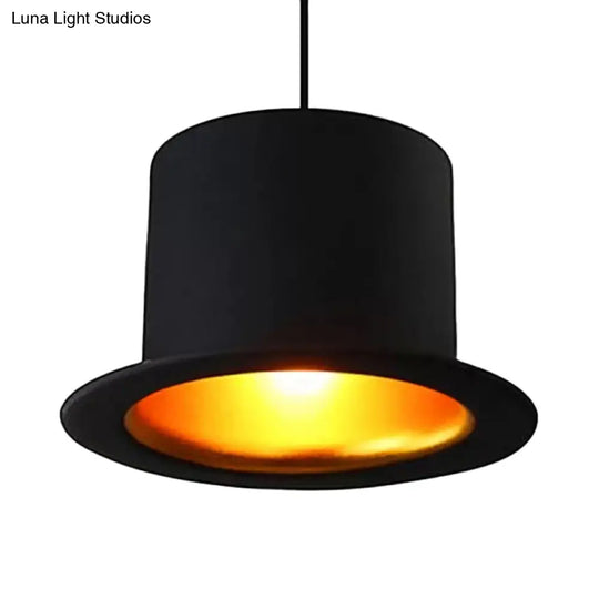 Modern Black Metal Pendant Light For Dining Room - Hat Ceiling Hanging 6.5’/7’ Wide