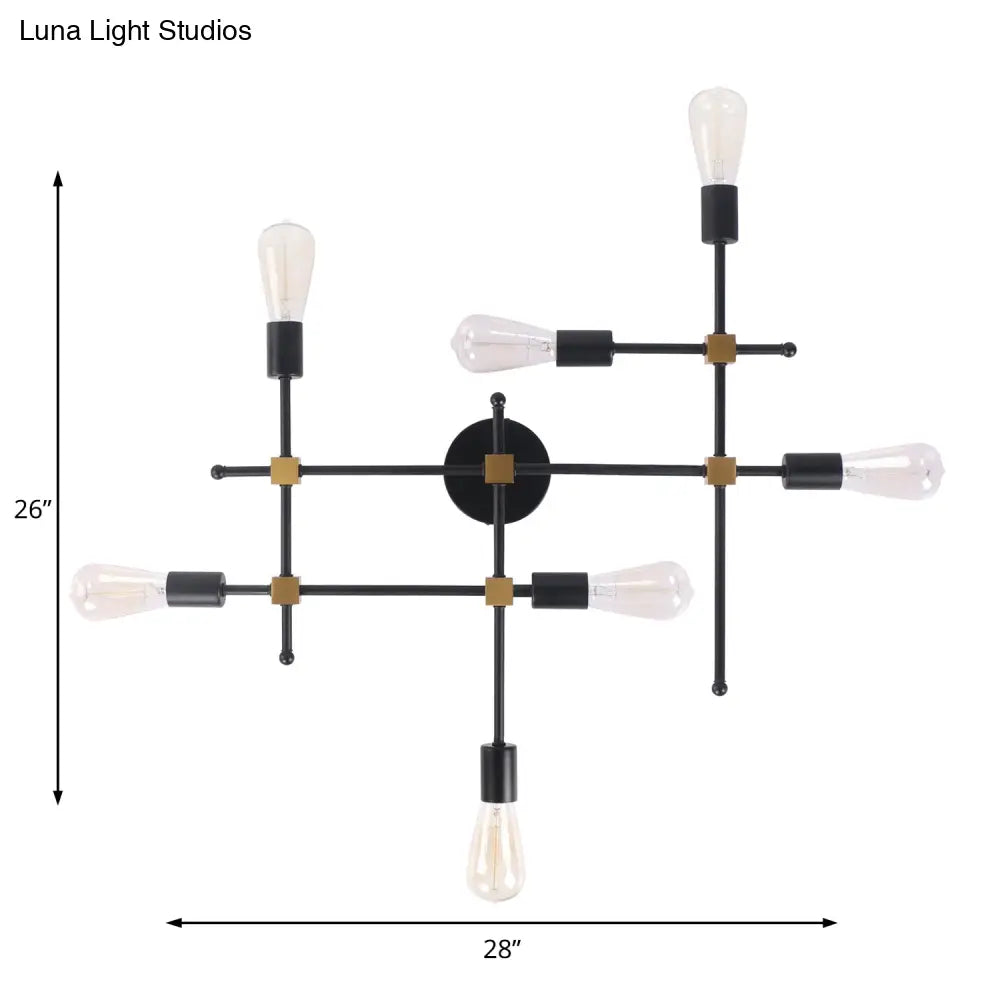 Modern Black Metal Sconce With 7 Bulbs - Contemporary Wall Lamp