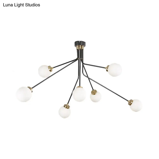 Modern Black Metal Semi Flush Ceiling Lamp - 3/7 Lights Dining Room Lighting Fixture