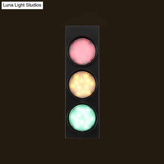 Modern Black Metallic Traffic Light Wall Sconce With 3 Lights - Aisle Mount