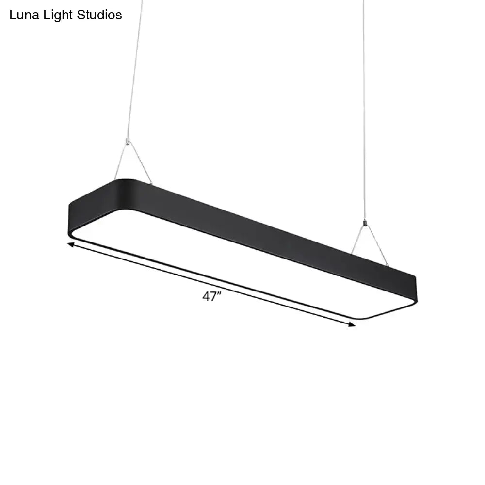 Modern Black Office Led Pendant Light With Acrylic Rectangle Shade Adjustable Lengths - 23.5/47/71 L
