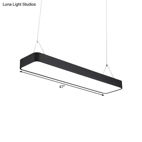 Modern Black Office Led Pendant Light With Acrylic Rectangle Shade Adjustable Lengths - 23.5/47/71 L