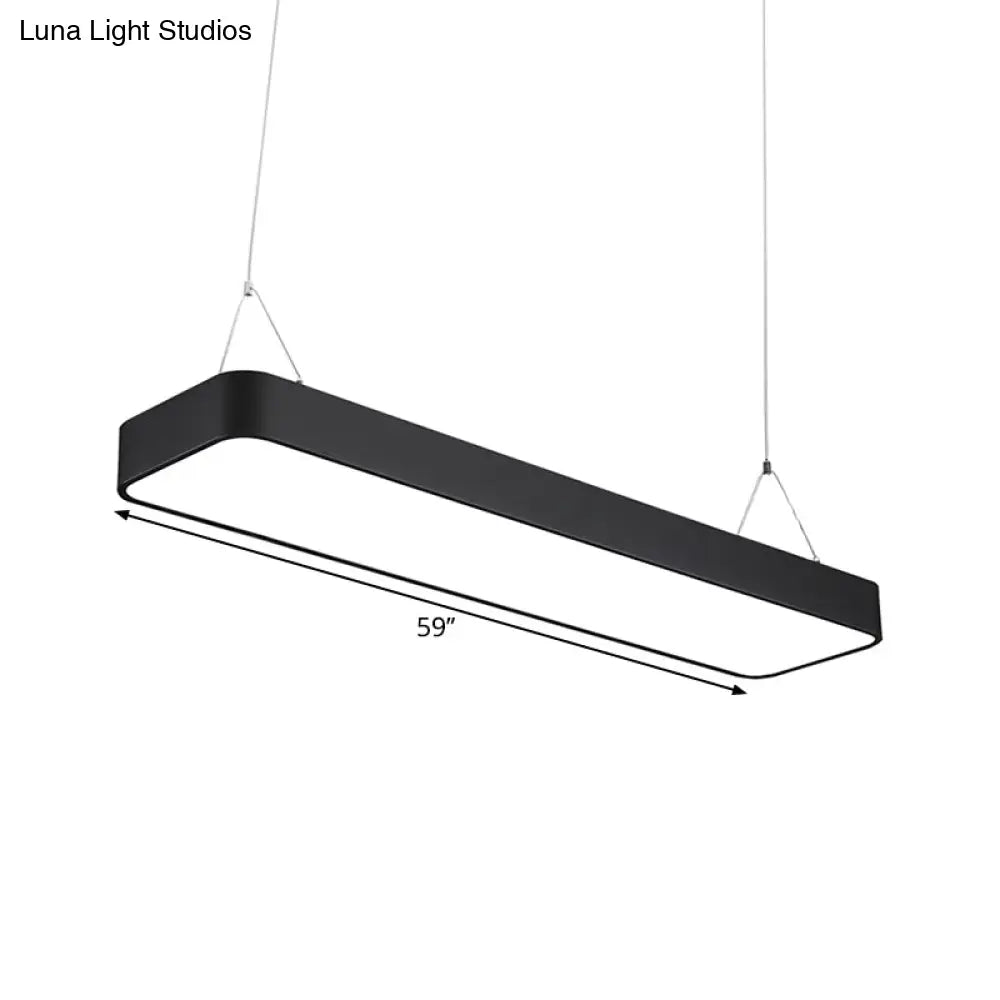 Modern Black Office Led Pendant Light With Acrylic Rectangle Shade Adjustable Lengths - 23.5/47/71 L