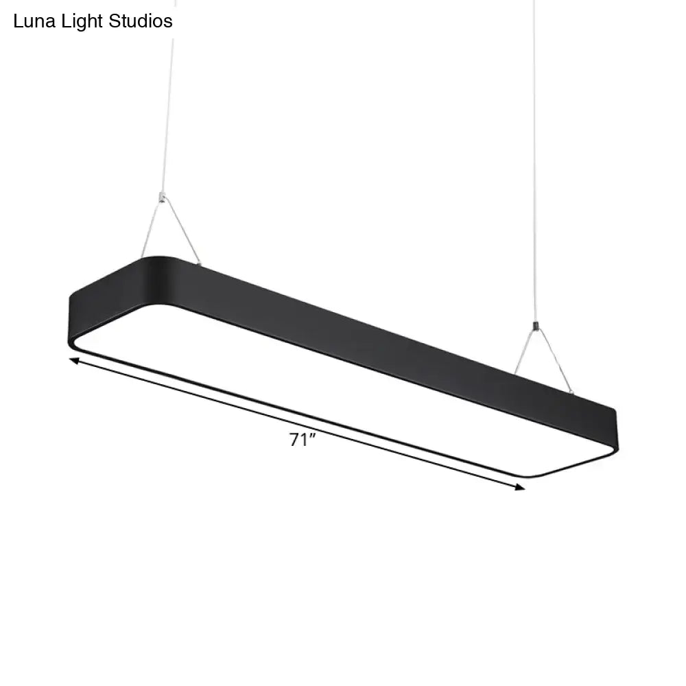 Modern Black Office Led Pendant Light With Acrylic Rectangle Shade Adjustable Lengths - 23.5/47/71 L