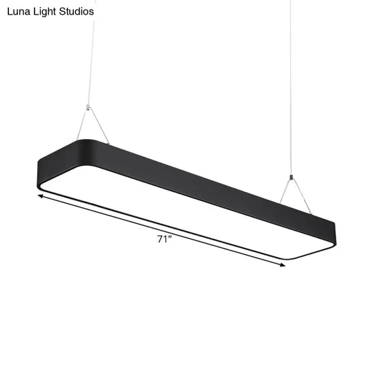 Modern Black Office Led Pendant Light With Acrylic Rectangle Shade Adjustable Lengths - 23.5/47/71 L