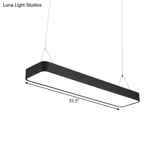 Modern Black Office Led Pendant Light With Acrylic Rectangle Shade Adjustable Lengths - 23.5/47/71 L