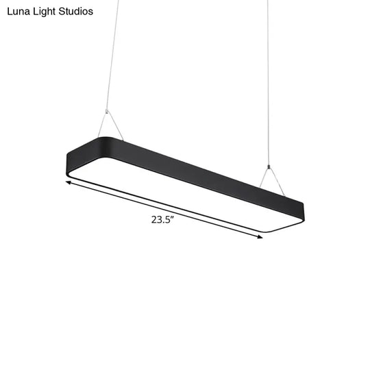 Modern Black Office Led Pendant Light With Acrylic Rectangle Shade Adjustable Lengths - 23.5/47/71 L