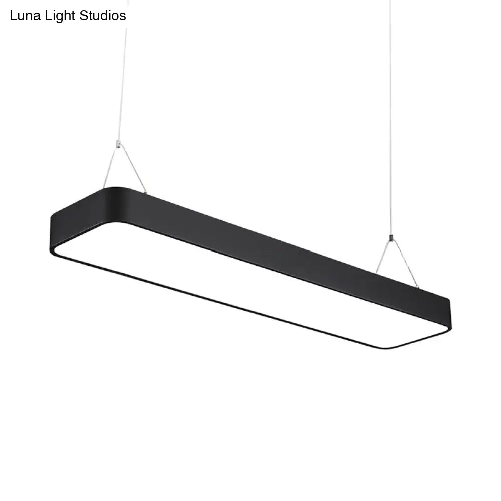 Modern Black Office Led Pendant Light With Acrylic Rectangle Shade Adjustable Lengths - 23.5/47/71 L