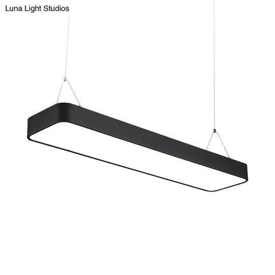 Modern Black Office Led Pendant Light With Acrylic Rectangle Shade Adjustable Lengths - 23.5/47/71 L