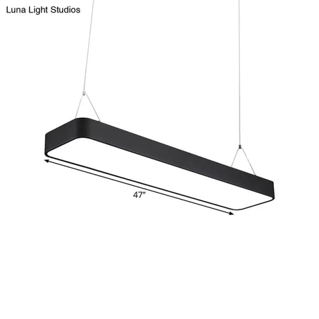 Modern Black Office Led Pendant Light With Acrylic Rectangle Shade Adjustable Lengths - 23.5/47/71 L