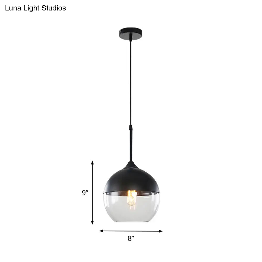 Industrial Clear Glass Pendant Light - Black 1-Light Fixture Mason Jar Hanging Lamp Kit With
