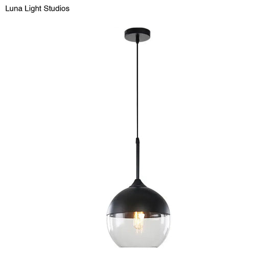 Industrial Clear Glass Pendant Light - Black 1-Light Fixture Mason Jar Hanging Lamp Kit With