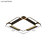 Modern Black Rhombus Led Ceiling Flush Mount For Bedroom - 18’/21.5’ Wide In Warm/White Light