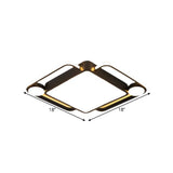 Modern Black Rhombus Led Ceiling Flush Mount For Bedroom - 18/21.5 Wide In Warm/White Light