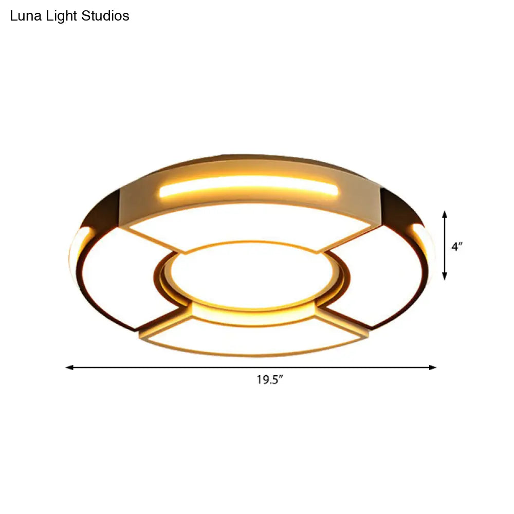Modern Black Round Acrylic Ceiling Fixture - Unique Design 16/19.5/23.5 Warm/White Lighting