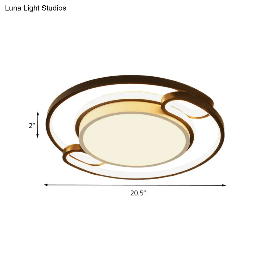 Modern Black Semi - Ring Led Flushmount For Bedroom 16’/20.5’ Wide – Ceiling Mount Lighting