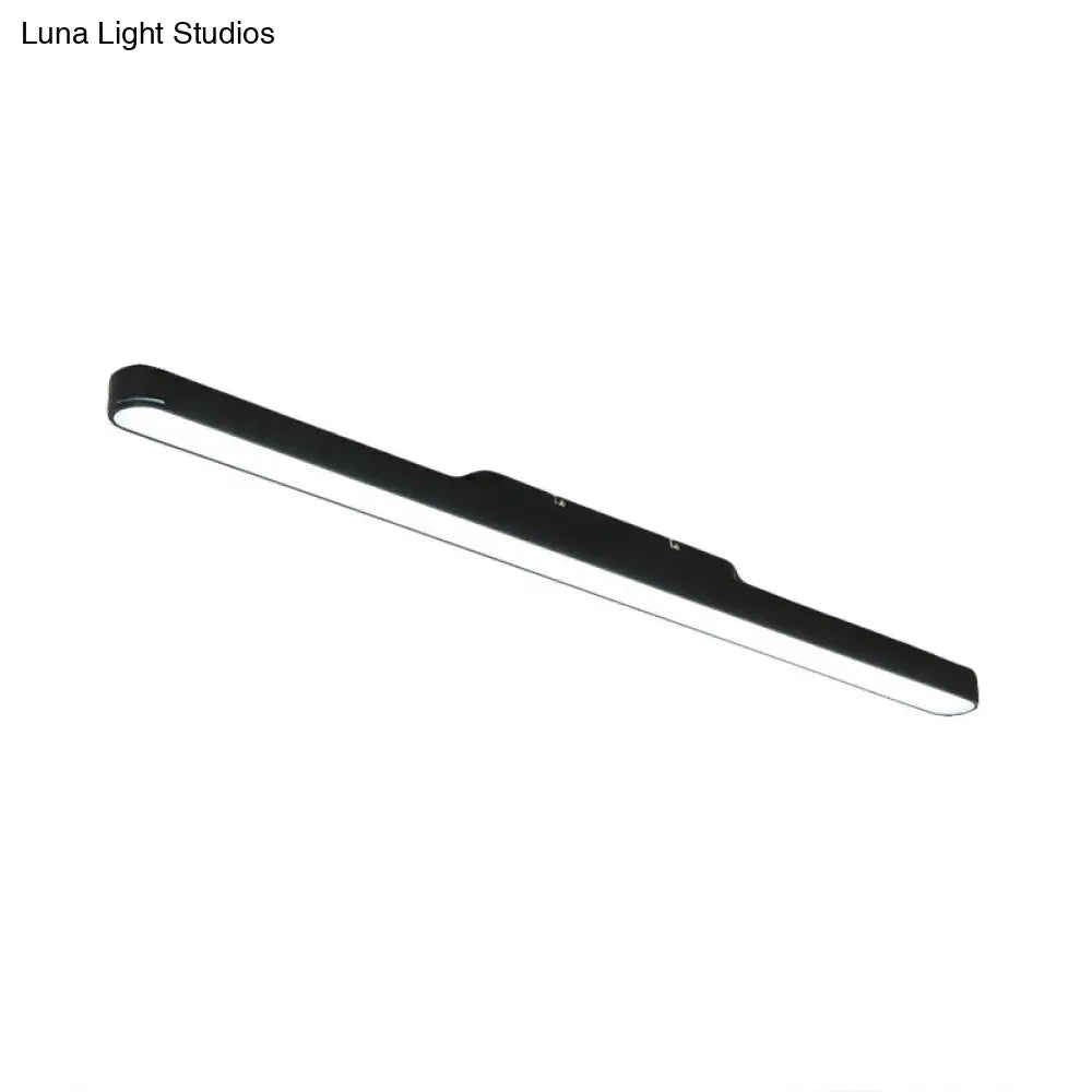 Modern Black/Silver Oval Led Flush Light For Office - 23.5/35.5/47 Wide