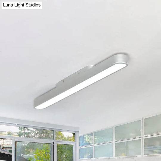 Modern Black/Silver Oval Led Flush Light For Office - 23.5/35.5/47 Wide Silver / 23.5